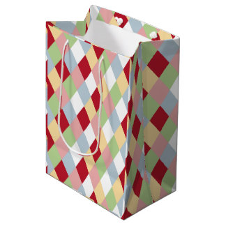 Sacola Para Presentes Média Origami Christmas - Harlequin Geometric