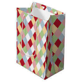 Sacola Para Presentes Média Origami Natal - Harlequin Geométrico