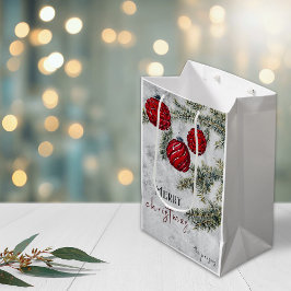 Sacola Para Presentes Média Ornamentos de árvores de pinheiro de Natal