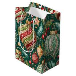 Sacola Para Presentes Média Ornamentos Festivos