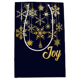 Sacola Para Presentes Média Ornamentos Flocos de Neve