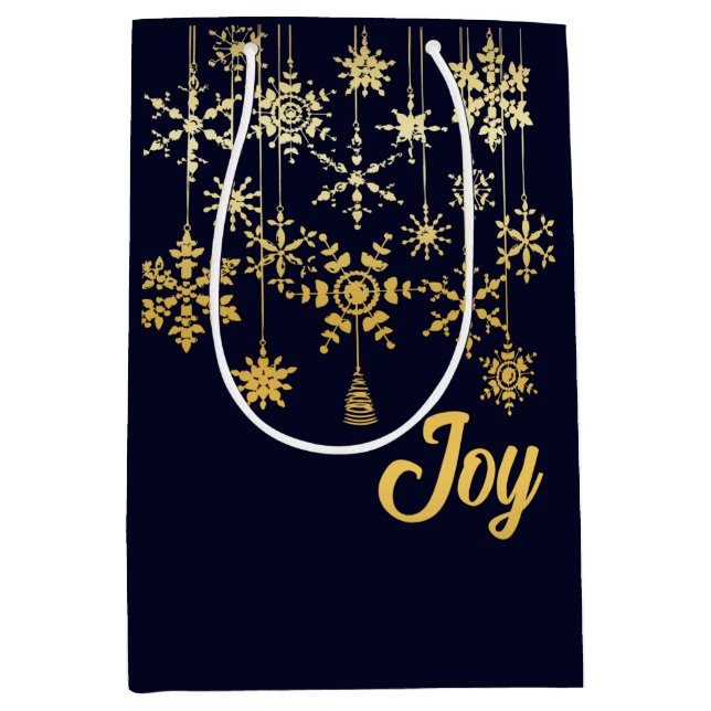 Sacola Para Presentes Média Ornamentos Flocos de Neve (Frente)