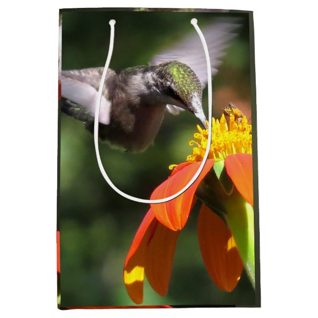 Sacola Para Presentes Média Os animais selvagens dos pássaros do colibri (Frente)