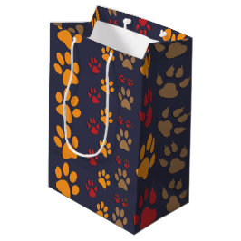 Sacola Para Presentes Média Os impressões da pata do cão & do gato projetam o
