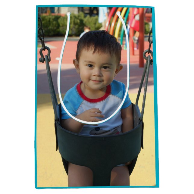 Sacola Para Presentes Média Os miúdos do bebê personalizaram o aniversário da (Frente)