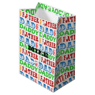 Sacola Para Presentes Média Os nomes do pai personalizaram o saco do presente