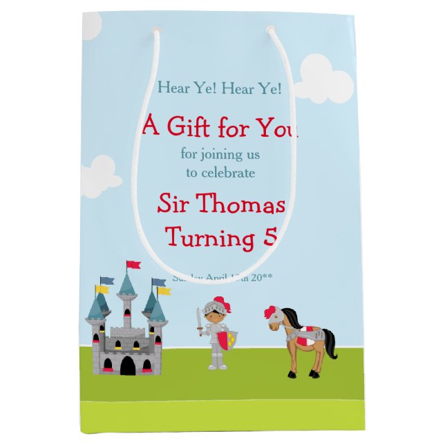 Sacola Para Presentes Média Ouça Ye African American Knight Festa de aniversár (Frente)