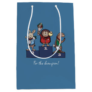 Sacola Para Presentes Média Ouriço Para o Campeão! Parabéns Presente Arte