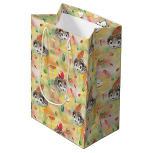 Sacola Para Presentes Média Ouro aquoso com cogumelos e maçã