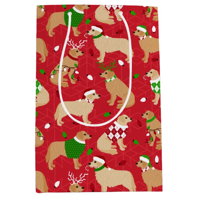 Sacola Para Presentes Média Ouro de Natal  (Frente)