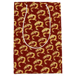 Sacola Para Presentes Média Ouro Dragão Chinês Ano Novo Deseja Vermelho Orient