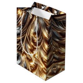 Sacola Para Presentes Média Ouro Entrelaçado