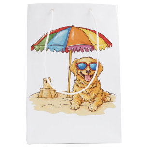Sacola Para Presentes Média Ouro Retriever Beach og