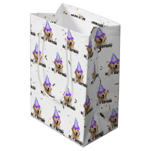 Sacola Para Presentes Média Ouro sempre faz aniversário com confetti