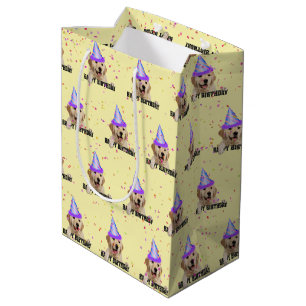 Sacola Para Presentes Média Ouro sempre faz aniversário com confetti