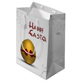Sacola Para Presentes Média Ovo de Páscoa do ouro com Padrão de espiral de Arc
