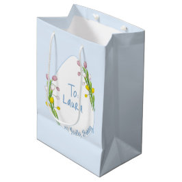 Sacola Para Presentes Média Ovo de Páscoa Floral de Pré-Disquete Personalizado