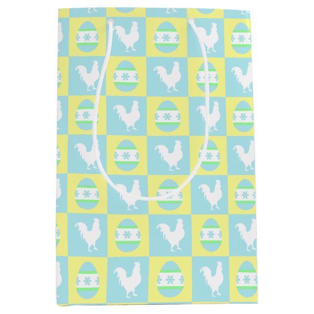 Sacola Para Presentes Média Ovos de galeria de padrões do quadro de verificaçã (Frente)