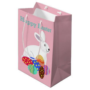 Sacola Para Presentes Média Ovos do coelhinho da Páscoa e de chocolate
