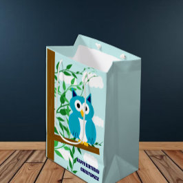 Sacola Para Presentes Média Owl Birthday