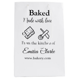 Sacola Para Presentes Média Padaria assada com amor adicionar nome textura l