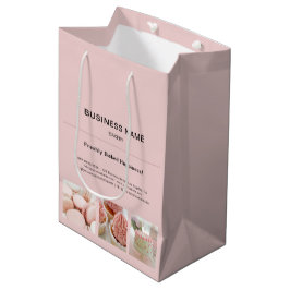 Sacola Para Presentes Média Padaria Minimal Rosa Personalizado Foto Negócios
