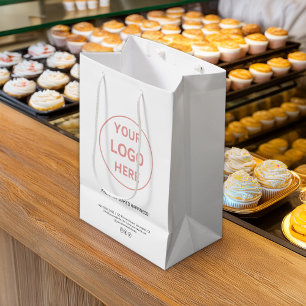 Sacola Para Presentes Média Padaria Moderna com Logotipo Personalizado