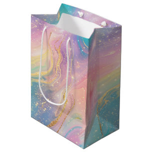 Sacola Para Presentes Média Padrão abstrato Pastel Glitter Sem Costura