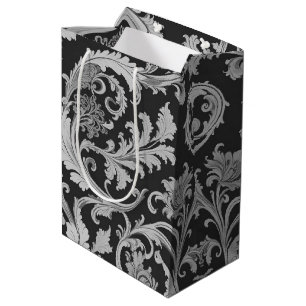 Sacola Para Presentes Média Padrão Antiquado do Fleur Monocromático