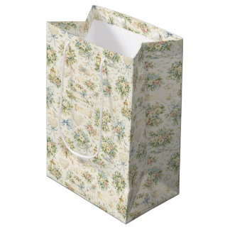 Sacola Para Presentes Média Padrão Aquarela de Casamento em Jardim de Cottage