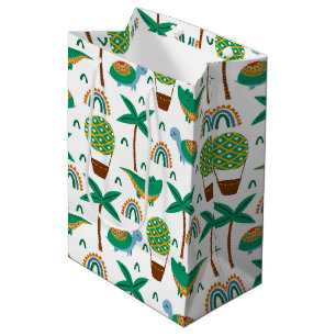 Sacola Para Presentes Média Padrão Arco-Íris de Alligador Colorido Bonito