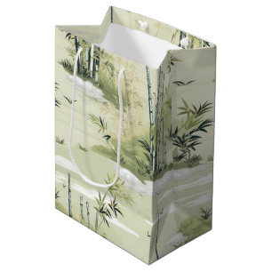 Sacola Para Presentes Média Padrão Botânico da Floresta de Bambu Zen (2)