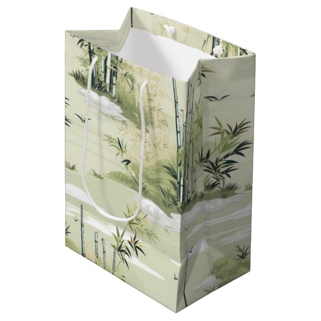 Sacola Para Presentes Média Padrão Botânico da Floresta de Bambu Zen (2) (Frente inclinada)