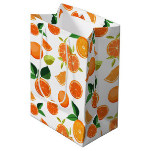 Sacola Para Presentes Média Padrão Botânico do Citrus Laranja