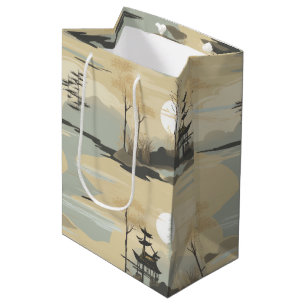 Sacola Para Presentes Média Padrão Botânico Floresta de Bambu Zen (4)