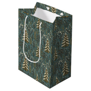Sacola Para Presentes Média Padrão Clássico de Arte da Floresta de Inverno de