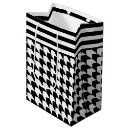 Sacola Para Presentes Média Padrão clássico de houndstooth preto