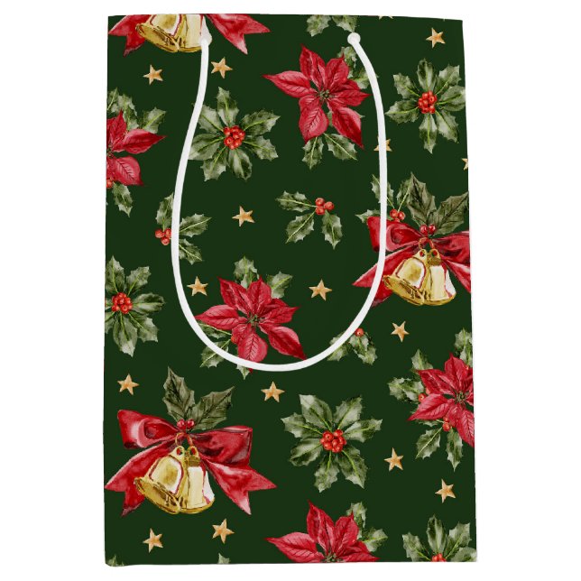 Sacola Para Presentes Média Padrão Clássico de Natal (Frente)
