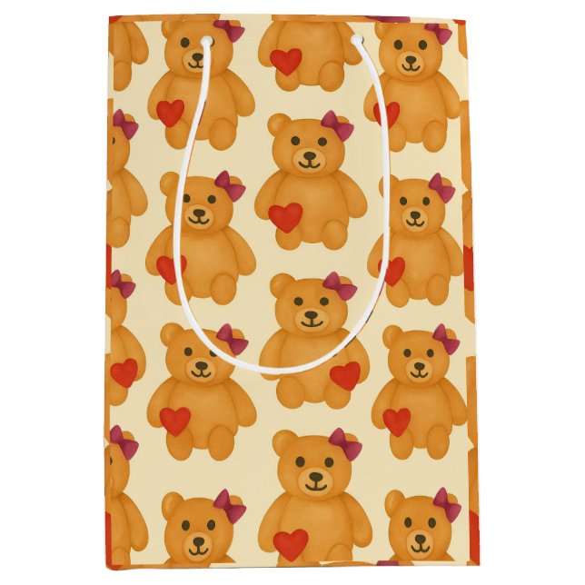 Sacola Para Presentes Média Padrão Clássico do Urso de Teddy (Frente)