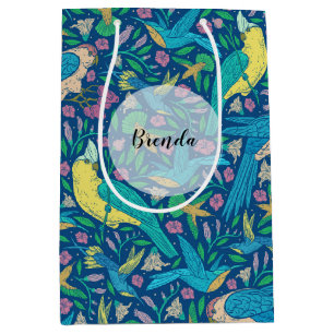 Sacola Para Presentes Média Padrão Colorido de Mordidas Tropicais e Flores