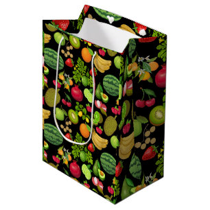 Sacola Para Presentes Média Padrão Colorido do Fruta 01.b Preto BG
