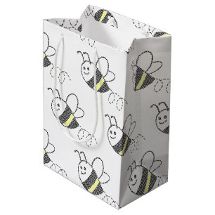 Sacola Para Presentes Média Padrão Cruzado Imprimir Cute Bee Shower