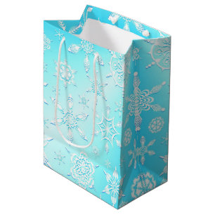 Sacola Para Presentes Média Padrão Crystal Snowflakes