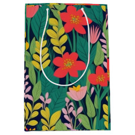 Sacola Para Presentes Média Padrão das folhas florais da selva