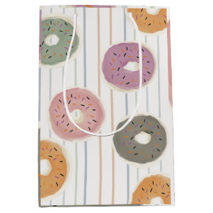 Sacola Para Presentes Média Padrão de Amante de Donut – Listras e Purpurina Pa