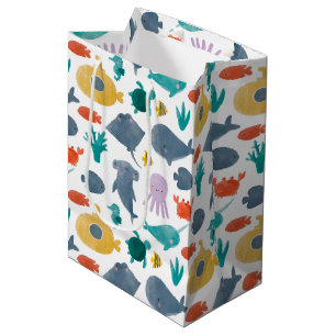 Sacola Para Presentes Média Padrão de Animais do Oceano Cáutico