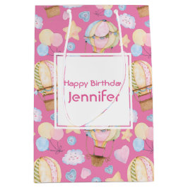 Sacola Para Presentes Média Padrão de Aquarela de Balão de Ar Quente