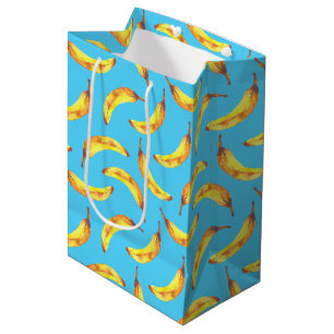 Sacola Para Presentes Média Padrão de Aquarela de Bananas