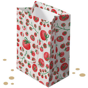 Sacola Para Presentes Média Padrão de Aquarela de Tomate