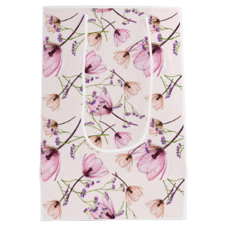 Sacola Para Presentes Média Padrão de aquarela floral elegante